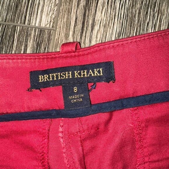 British Khaki Women’s Chino Shorts Red/Navy Blue Anchor Print US Size 8 - Picture 3 of 5
